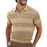 【24-hour shipping out】Men's Summer Knitted Breathable Polo Neck Short Sleeve T-Shirt MTA1465D6U