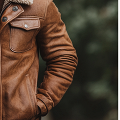 Men's Retro Fleece Collar Patchwork PU Leather Jacket MTA0710K6X