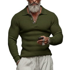 Men's Classic Casual Tough Style Polo Collar Slim Sweater MTA2831J3K