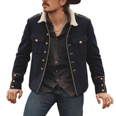 Men's Blended Fabric Patchwork Faux Fleece Collar Jacket MTA1391K3X