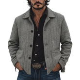 Men's Retro Blend Herringbone Lapel Jacket MTA0626K5X