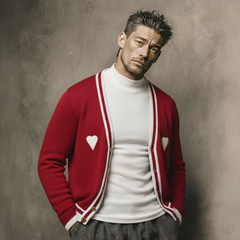 Men's Casual And Stylish Red Knitted Cardigan MTA1556K3K