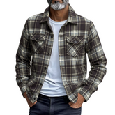 Men's Retro Flannel Plaid Collared Shirt Jacket MTA0163K4X