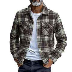 Men's Retro Flannel Plaid Collared Shirt Jacket MTA0163K4X