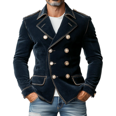 Men's Matte Velvet Lapel Double-Breasted Jacket MTA0743K3X