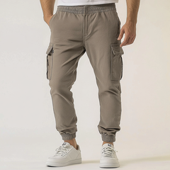 Men's Washed Elastic Knee Casual Sports Pants MTA2646K5X