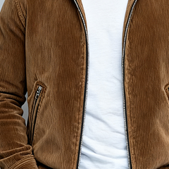 Men's Retro Corduroy Lapel Zipper Slim Fit Jacket MTA0882K9X