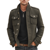 Men's Classic Army Green Stand-up Collar Faux Woolen Jacket MTA1551K2U