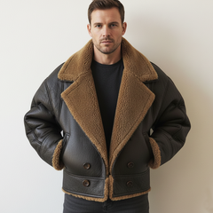 Men's Urban Warm PU Leather Faux Lambswool Lined Jacket MTA1848K5U