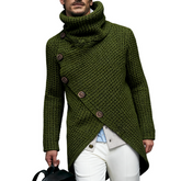Men's Retro Casual Knitted Button-Up High Neck Mid-Length Sweater MTA0109L4TO