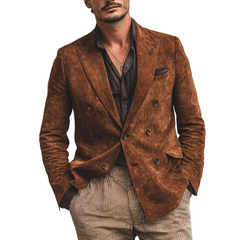 Men's Retro Faux Suede Lapel Blazer MTA1789K6X