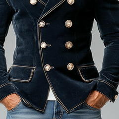 Men's Matte Velvet Lapel Double-Breasted Jacket MTA0743K3X