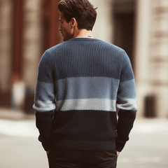 Men's Urban Style Crew Neck Color-block Casual Knitted Sweater MTA0166L5U