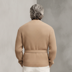 Men's Classic Retro Diagonal Placket Belted Knit Cardigan MTA0729K0K