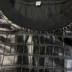 Men's Black Crocodile PU Leather Sweatshirt 01179231U