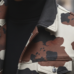 Men's Retro Cow Print Twill Cotton Jacket MTA1038K3P