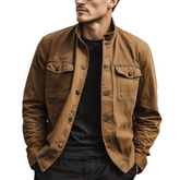 Men's Classic Casual Western Style Stand Collar Washed Twill Cotton Jacket MTA2904K2K