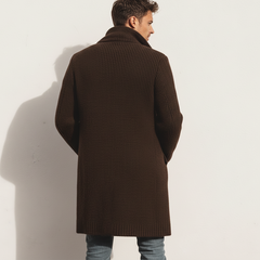 Men's Urban Chocolate-Colored Buttoned Knitted Coat MTA1743K8U
