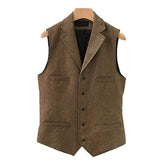 Men's Vintage Classic Wool Blended Lapel Single Breasted Suit Vest 15824060M