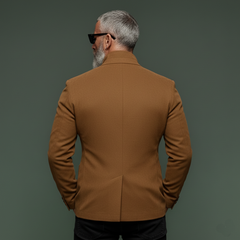 Men's Classic Retro Embroidered Faux Suede Slim-fit Blazer MTA1098K0K