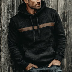 Men's Urban Black Winter Warm Fleece Hoodie MTA2413K0U