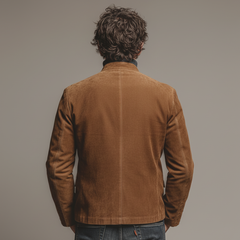 Men's Classic Retro Stand-up Collar Slanted Placket Faux Suede Jacket MTA0840K1K