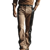 Men's Classic Casual Western Style PU Leather Corduroy Trousers MTA2526K5K