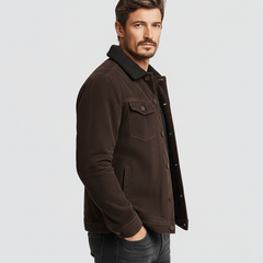 Men's Classic Coffee Corduroy Lambswool Collar Jacket MTA0594K0U