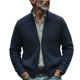 Men's Solid Color Stand Collar Zip-up Knit Cardigan MTA1968K0X