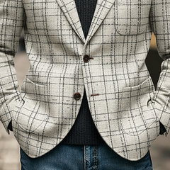 Men's Blended Plaid Lapel Patchwork Blazer MTA2492K6X