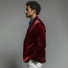 Men‘s Classic Retro Leopard Print Velvet Single-breasted Blazer MTA0408L3K