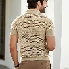 【24-hour shipping out】Men's Summer Knitted Breathable Polo Neck Short Sleeve T-Shirt MTA1465D6U