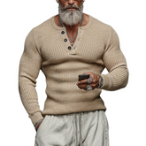 Men's Classic Casual Tough Style Henley Collar Slim Fit Sweater MTA2871J6K