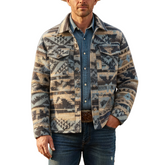 Men's Winter Retro Ethnic Style Woven Faux Wool Jacket MTA1196K4P