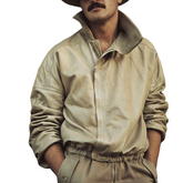 Men's Retro Light Khaki Explorer Style PU Leather Jacket MTA0631K3U