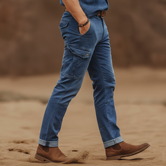 Men's Retro Classic Dark Blue Slim-fit Jeans MTA3139J1U