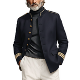 Men's Classic Retro Stand-up Collar Faux Wool Jacket MTA0327K7K