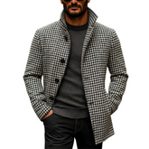 Men's Houndstooth Lapel Button-down Mid-length Coat MTA0101K1X