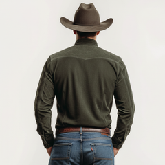 Men's Classic Retro Western Style Stand-up Collar Faux Suede Long-sleeved Shirt MTA1744K8K