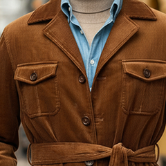 Men's Retro Solid Color Corduroy Multi-Pocket Jacket MTA0642K3X