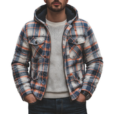 Men's Winter Retro Distressed Plaid Hooded Warm Jacket MTA1062K4P
