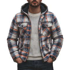 Men's Winter Retro Distressed Plaid Hooded Warm Jacket MTA1062K4P