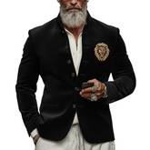 Men's Classic Retro Stand-up Collar Embroidered Slim-fit Single-breasted Jacket MTA1473K4K