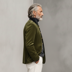 Men's Classic Retro Stand Collar Faux Velvet Slim Fit Jacket MTA1025K9K