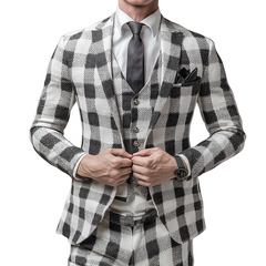 Men's Retro Casual Plaid Print Blazer MTA2471K7TO