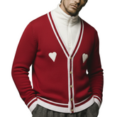Men's Casual And Stylish Red Knitted Cardigan MTA1556K3K