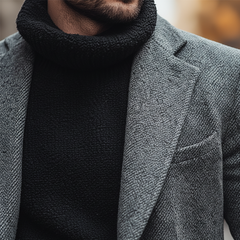 Men's Winter Retro Twill Faux Wool Button Mid-Length Coat MTA2842K1P