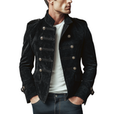 Men's Classic Retro Stand Collar Faux Suede Double-breasted Slim-fit Jacket MTA2282H6K