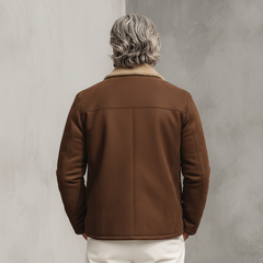 Men's Classic Light Business Fleece Lined And Collar Faux Suede Jacket MTA0344K7K