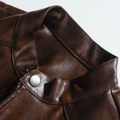Men's Vintage Distressed Zipper PU Leather Jacket 57298921U